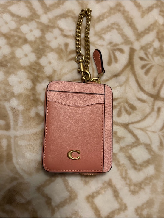 Coach Handbags - Coach Pink Leather Zip Card Pouch with Gold Hardware